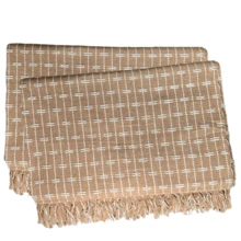 Sofa Throw Blanket, Brick Pattern, 2.20 X 1.60 Meters, Large Size, Sofa Cover Type, Cotton. - Caramel With Raw - View 2