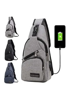 Men's Waterproof Chest Bag/Shoulder Bag/Crossbody Bag - 黑色 - 查看 4