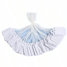 100个珠宝标签、绳环、价格标签、白色手写金银珠宝价格标签、花园标签