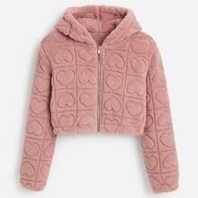 Soft Girl Energy  | Chamarra Teddy Rosa con Corazones - Rosa Pálido - Ver 2