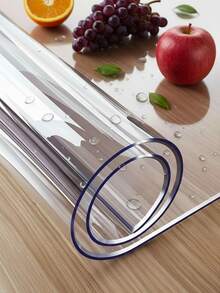 1pc Transparent PVC Tablecloth – 1mm Thick, Waterproof, Oil-Resistant & Easy To Clean, Perfect For Dining Or Office Table - Transparent - View 1