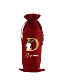 Personalized Linen Drawstring Bottle Bag, Yellow Linen Pouch With Gold Floral Letter A-Z, Thick Linen Storage Bag, Linen Gift Bag With Drawstring Closure, Reusable And Durable, For Wine Bottle Storage, Ideal For Home Organization, Gift Packaging, Parties, Weddings, Holidays And Christmas Bottle Gifts. - Multicolor - View 18