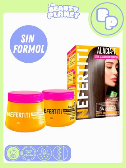 Nefertiti Kit Alaciado Permanente Sin Formol Aroma Mango Maracuyá Alisado Hasta Por 6 Meses Para Cabellos Naturales