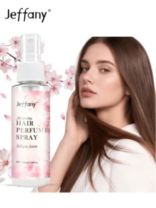 Jeffany 3.38oz Cherry Blossom Multi-Action Hair Spray - Moisturizing & Nourishing, Long-Lasting Fragrance, Softens Hair, Adds Shine, Ideal For Dry Hair, Daily Hair Care, Unisex Adult Use, Hair Perfume Spray, Sleek Bottle Design, Elegant Label Design - Baby Pink - View 4