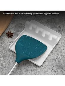 1pc, Abs Utensil Rest With Drip Pad, Kitchen Utensil Holder For Spoons, Ladles, Tongs, Spatulas And More, Kitchen Gadgets, Kitchen Stuff, Kitchen Accessories, Home Kitchen Items Appliances Accessories Gadgets Tools Christmas Stuff Cooking Christmas - Grey - View 2
