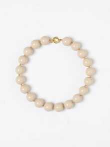 1 pieza Collar hecho a mano de estilo bohemio retro con cuentas geométricas redondas de acrílico, cuerda anudada y broche de metal, adecuado para la playa, vacaciones, regalo - Collar con cierre de marinero anudado a mano en resina de aleación - Ver 11