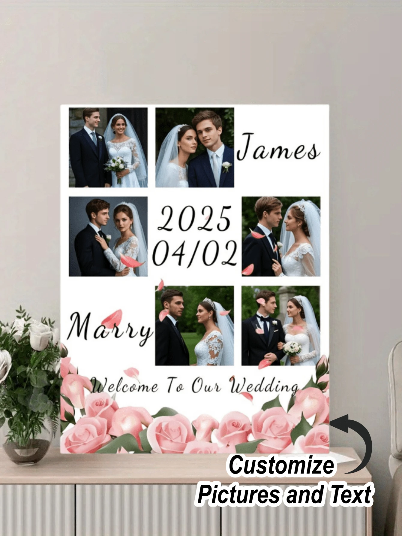 Customizable Wedding Welcome Sign - Personalized Reception Sign, Suitable For Wedding Decor, Also For Birthday, Wedding, Halloween, Thanksgiving Party, Party Decorations, Event Signage, Boho Style, Unique - Multicolor - View 1