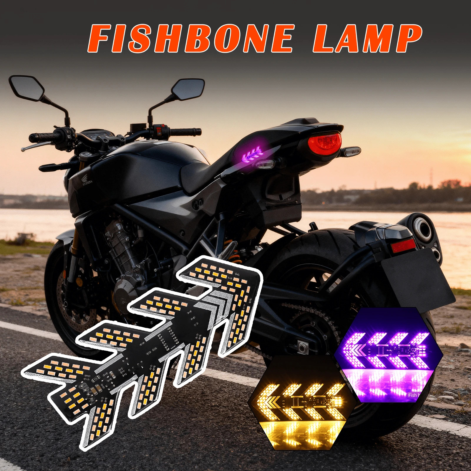 1pc Motorcycle Turn Signals, Ultra-Bright Integrated Herringbone Streamlined Turn Signals, Sequential Running Lights, Motorcycle Accessories, Exquisite Motorcycle Accessories, Herringbone Design, High-Quality LEDs, Suitable For Touring Motorcyclists And Motorcycle Enthusiasts, Festive Ambient Lighting, Ice Blue, Pink, Yellow, Multiple Modes. - Đèn pha xương cá xe máy - màu hồng - Xem 1