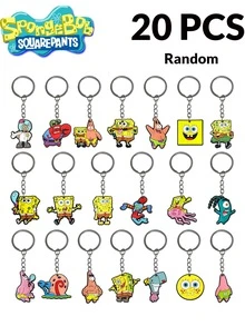 20Pcs Random SpongeBob Keychains - Simple Patrick Star Keychains Creative Cartoon Bag Charms Random Styles Key Rings Clothing & Bag Accessories Suitable For Birthday Gifts & Daily Matching Key Chain Gifts For Women Stocking Stuffers Gifts For Dad Stocking Stuffers For Men Teacher Gift Sister Gifts