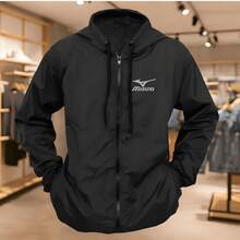 Mizun'O Reflective Cat Eye Sports Windbreaker Jacket, Adult Jacket With Zipper And Hood, Super Lightweight - 黑色 - 查看 2