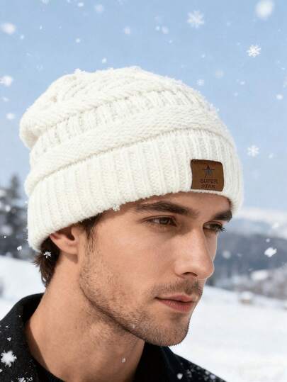 1 pieza o 2 piezas Gorro de punto versátil unisex, gorro de punto grueso forrado térmicamente, adecuado para atuendos diarios, patinaje sobre hielo, esquí, etc.