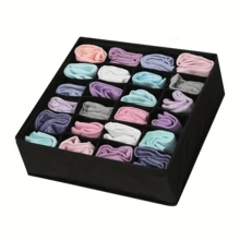 24-Grid Foldable Storage Box, Suitable For Socks, Underwear, Ties And Accessories - Folding, Mildew-Proof Fabric Storage Box With Dividers