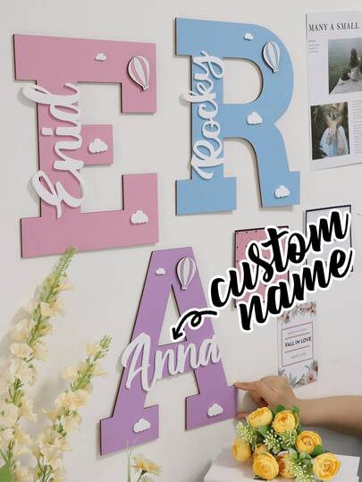 LICVIC Personalized Wooden Name Plate - Customizable With Initial Or Full Name, Wall Decor, Nursery/Living Room Decor, Customized Name Christmas Decor, Home Decor, Christmas Gift, Wall Decor, Room Decor, Party Decor, Letter Decor, Anniversary, Birthday Gift, Boy, Girl, Family, Father, Mother
