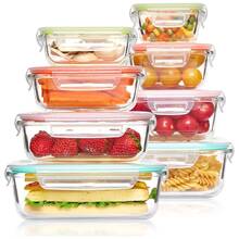8PCS Glass Food Storage Containers With Lids, Food Storage Containers, Leak-Proof, Suitable For Fruits, Vegetables, Kitchen, Picnic, Meal Preparation, Refrigerator - Nhiều màu - Xem 6