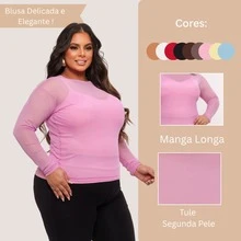 Women's Tulle Blouse With Long Sleeves And Versatile See-Through - 淺粉色 - 查看 2