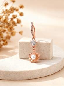 1pc Women's Sexy Faux Pearl Shell Shaped Navel Ring, Shimmering Ocean Piercing Jewelry Suitable For Summer Beach, Party And Ocean-Themed Outfits - shell - View 8