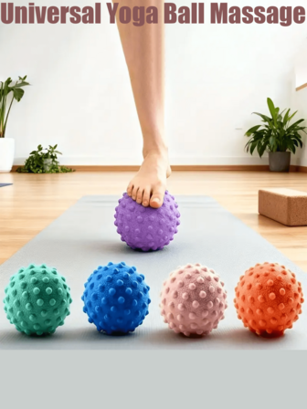 Fitness Yoga Ball - Includes TPE Material Version And TPR Material Version, Features Rotating Peanut Design, 3D Floating Points / Protrusions Design, Available In Colors Such As Blue, Green, Purple, Pink, And Black, Belongs To Adult 3D Massage Ball Type - Suitable For Muscle Relaxation In Areas Like Neck, Shoulders, Back, Waist, Legs, Arms, And Feet