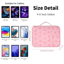 Rosettmönstrat surfplattefodral / iPad-bärfodral kompatibelt med iPad, Kindle, kompatibelt med Samsung Galaxy och Android-surfplattor, vattentätt med handtag och framficka, PU-läder (rosa) - fluga - Visa 8