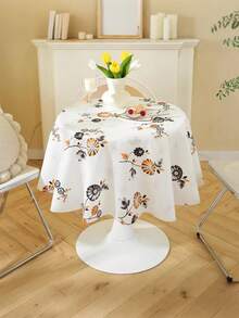 1pc European & American Style Waterproof Tablecloth, Nordic Minimalist Round Table Placemat, Heatproof, Waterproof, Oil-Proof, Non-Slip, Easy To Clean, Suitable For Home Dining Table/Desk, Hotel, Outdoor Camping - Multicolor - View 11