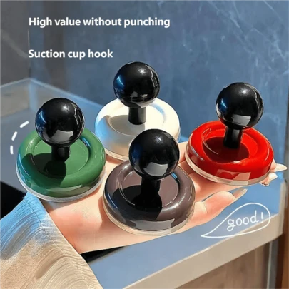 1pc Vintage Style Round Suction Cup Wall Hook, No Drilling Needed, Ideal For Entryways, Kitchens, And Bathrooms, Lightweight, Damage- Mount, Space-Saving Organizer For Keys, Towels, Utensils, And Accessories, Minimalist Decor Accent, Versatile Home Storage Solution, Quick Install, Reusable And Gentle On Walls