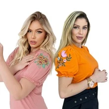 Kit 2 Blusas Estilo Princesa – Conforto com Estampa Delicada - Rose e Laranja - Visão 11