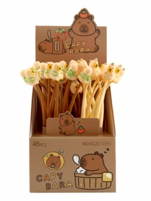 Capybara-Shaped Shaking Ballpoint Pen - Cute Internet-Famous Guinea Pig Soft Rubber Design, ST Refill, Stationery For Students' Study