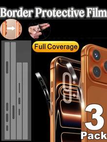 3pcs Hydrogel Side Protective Sticker Film Compatible With IPhone 17 16 15 14 Plus 13 12 Pro Max Anti-Scratch Frame Phone Border Covers - Clear - View 36