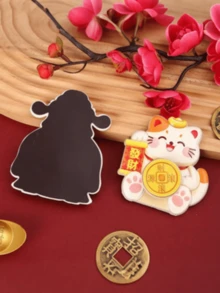 4个摇头财神冰箱贴，旋转装饰品，招财纳福，2025新年节日装饰贴纸，旋转招财猫，乔迁小礼物，家居装饰，祈福礼品，招财纳福礼物，创意礼品，家居小挂件，新年小装饰品 - 彩色 - 查看 6