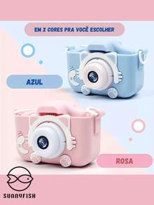 Presente de Aniversário Perfeito! Câmera Infantil que Imprime na Hora - Diversão Garantida e Criatividade Liberada - Rosa chiclete - Visão 3