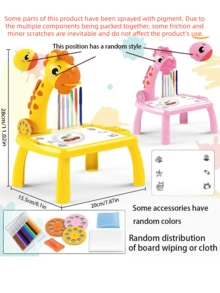 Kids Projection Learning Desk Educational Toy With Lights, Giraffe Drawing Board, Early Childhood Development (Includes Eraser Or Cloth Random),Back To School - Multicolor - View 11