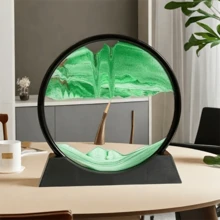 Redondo de 7 pulgadas, disponible en varios estilos, con un diseño de arena fluida. Ideal para decoraciones de escritorio y decoración del hogar, adecuado para la mayoría de las ocasiones y un regalo perfecto para las fiestas. - Verde - Ver 9