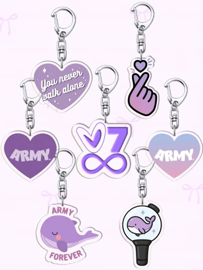 1pc Acrylic Cartoon Keychain Bangtan Keychain/Friendship Purple Color Keychain: Featuring Characters Bag Accessories, Funny Jewelry, And Fans Gifts. Ideal For Boyfriends, Girlfriends, Family Members, Teachers, Party Gifts, And -Themed Cell Phone Decorations.