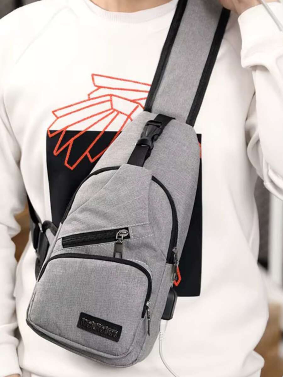 Men's Waterproof Chest Bag/Shoulder Bag/Crossbody Bag - 灰色 - 查看 1