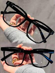 1/3 Pair Unisex Anti-Blue Light Glasses - Modern Campus Style, Suitable For Computer, TV And Mobile Phone, Transparent Black Frame, Fit Face Design, Suitable For Men And Women