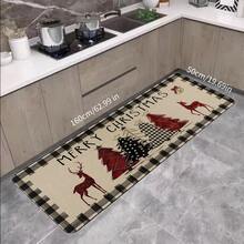 Christmas Gingerbread Man Pattern Kitchen Mat Set, Anti-Fatigue Anti-Slip Flannel Carpet, Suitable For Sink, Bedroom, Living Room, Dining Room, Easy To Clean, Stain Resistant, Made Of Polyester, Machine Washable - Multicolor - View 23