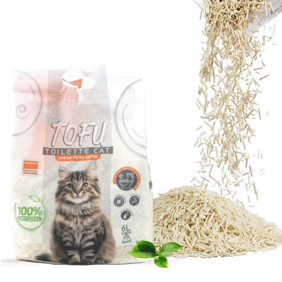 pack 6 Arena de Tofu para Gatos – Arena Aglomerante Natural, Biodegradable y Libre de Polvo, Control de Olores, Desechable en el Inodoro – Fragancias: Lavanda, Limón, Manzana y Original – 6L - Blanco - Ver 1