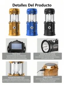 Rechargeable Solar Lamp, LED Camping Lamp, Essential For Outdoor Camping - Gold - View 7
