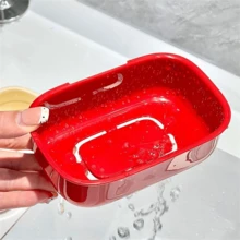 1个家用塑料皂盒，带盖，创意可爱，浴室洗漱台摆件，波点狗狗蝴蝶结皂盒，情人节、元旦及新年收纳用品 - 彩色 - 查看 8