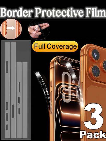 3pcs Hydrogel Side Protective Sticker Film Compatible With IPhone 17 16 15 14 Plus 13 12 Pro Max Anti-Scratch Frame Phone Border Covers