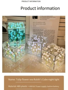 1 Set DIY Tulip Night Light Magic Cube Craft Kit, Handmade Gift For Valentine's Day, Girlfriend, Couples, Develop Hands-On Ability - Multicolor - View 4