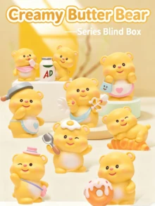 Osito de peluche Creamy Butter Bear - Caja sorpresa con 8 diseños únicos + 1 edición especial oculta Butter Cupid. Incluye gorros de chef, tronos de pan y alas de Cupido. Suave peluche con mejillas rosadas y dulces sonrisas. Adorable coleccionable Kawaii para mujeres y niñas. Perfecto para decorar bolsos, escritorios, como regalo o para el día a día.
