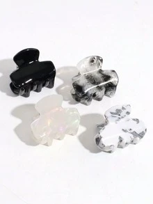 4 件醋酸树脂发夹，适合日常使用，发饰，爪夹，发夹，发夹，海滩配饰秋冬花朵发夹，适合度假装扮女士 - 彩色 - 查看 4