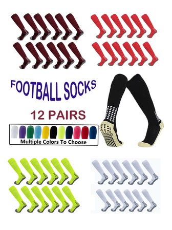 12 par stickade, varma och halkfria sportstrumpor, flerfärgade, superandningsbara, fukttransporterande vinterstrumpor