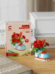 12pcs Mini Micro Bead Cute & Exquisite Garden Sneakers Desk Decor, Flower Gift Box, Plant Assembly Puzzle Toy, Lifelike Eternal Flower, Intellectual Toy, 3D Puzzle, Girls' Festival Gift, Mother's Day Gift, Christmas Gift, Father's Day Gift, New Year Gift - Multicolor - View 7