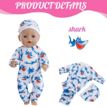 Quần áo búp bê chủ đề động vật biển, quần áo búp bê chủ đề cá mập rùa vừa vặn với búp bê sơ sinh 43-45cm và búp bê trẻ em 17-18 inch (Không bao gồm búp bê) - Nhiều màu - Xem 7