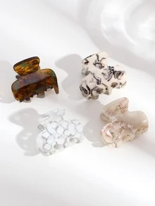 4 件装图案发夹休闲、动物印花爪夹发夹发夹发钳发夹接发夹、学校用品、学院秋冬发饰女士度假装女士