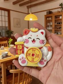 4个摇头财神冰箱贴，旋转装饰品，招财纳福，2025新年节日装饰贴纸，旋转招财猫，乔迁小礼物，家居装饰，祈福礼品，招财纳福礼物，创意礼品，家居小挂件，新年小装饰品 - 彩色 - 查看 3