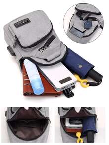 Men's Waterproof Chest Bag/Shoulder Bag/Crossbody Bag - 黑色 - 查看 6