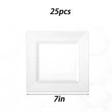 25/20/5pcs White Square Dessert Plates, Appetizer Plates, Hot Pot Plates, Stir Fry Plates, Heat-Resistant Dinnerware, 7inch/9.5inch, Suitable For Birthday, Wedding, Party, Various Events - White - View 14