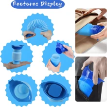 Kit With 2 Silicone Female Urinals, Portable Urinals, Bladder Control Devices For Travel, Female Siphon Urinals For Standing Use, Emergency Urinals For Cars, Emergency Urinals For Outdoor Camping, Suitable For Pregnant Women. - Màu xanh lam - Xem 4